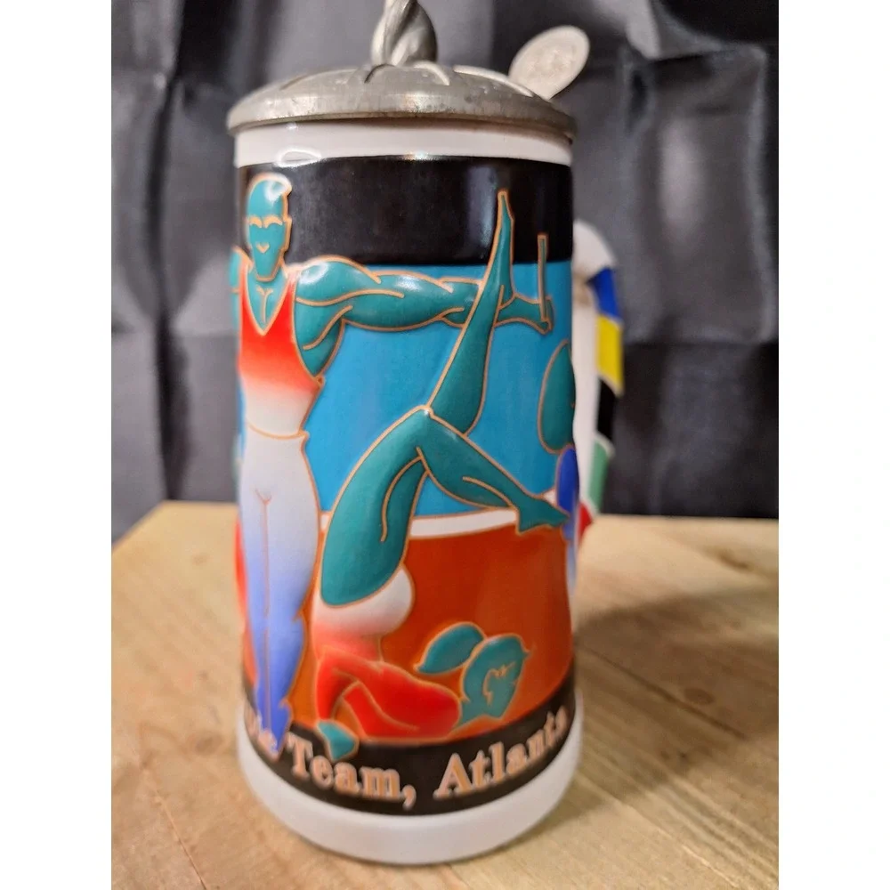 Budweiser 1996 Atlanta Olympic Team Gymnastics Beer Stein Ceramarte USA 03826